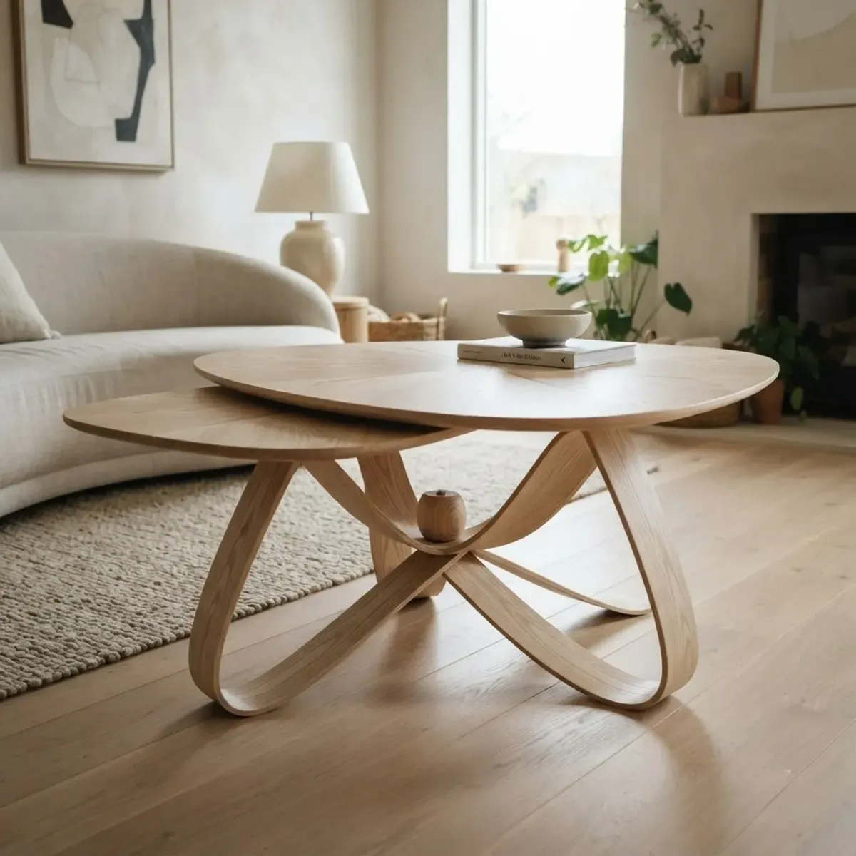 Poppy Solid Wood Coffee Table Unique Artisan Design