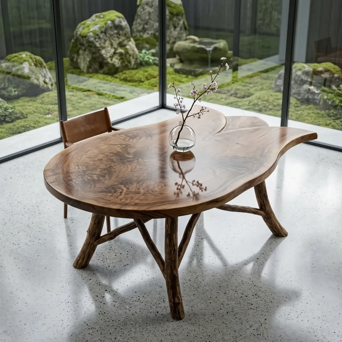 Wooden Organic Leaf Coffee Table Modern Botanical Shape Wood Furniture