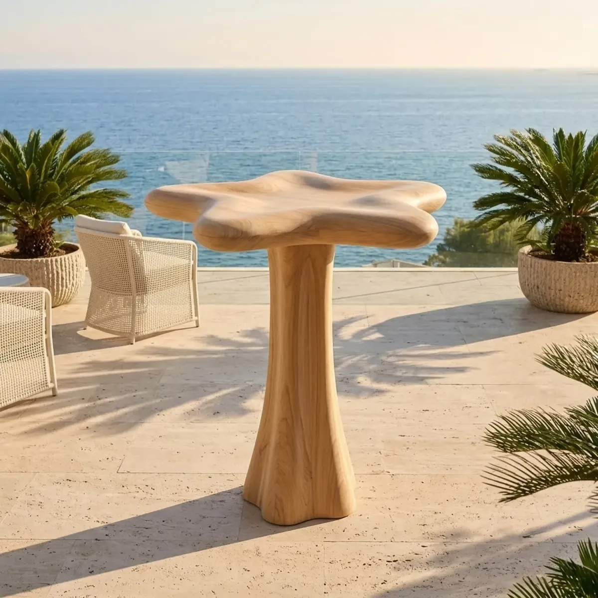 Wooden Patrick Star Petal Coffee Table Creative Interactive Wood Furniture
