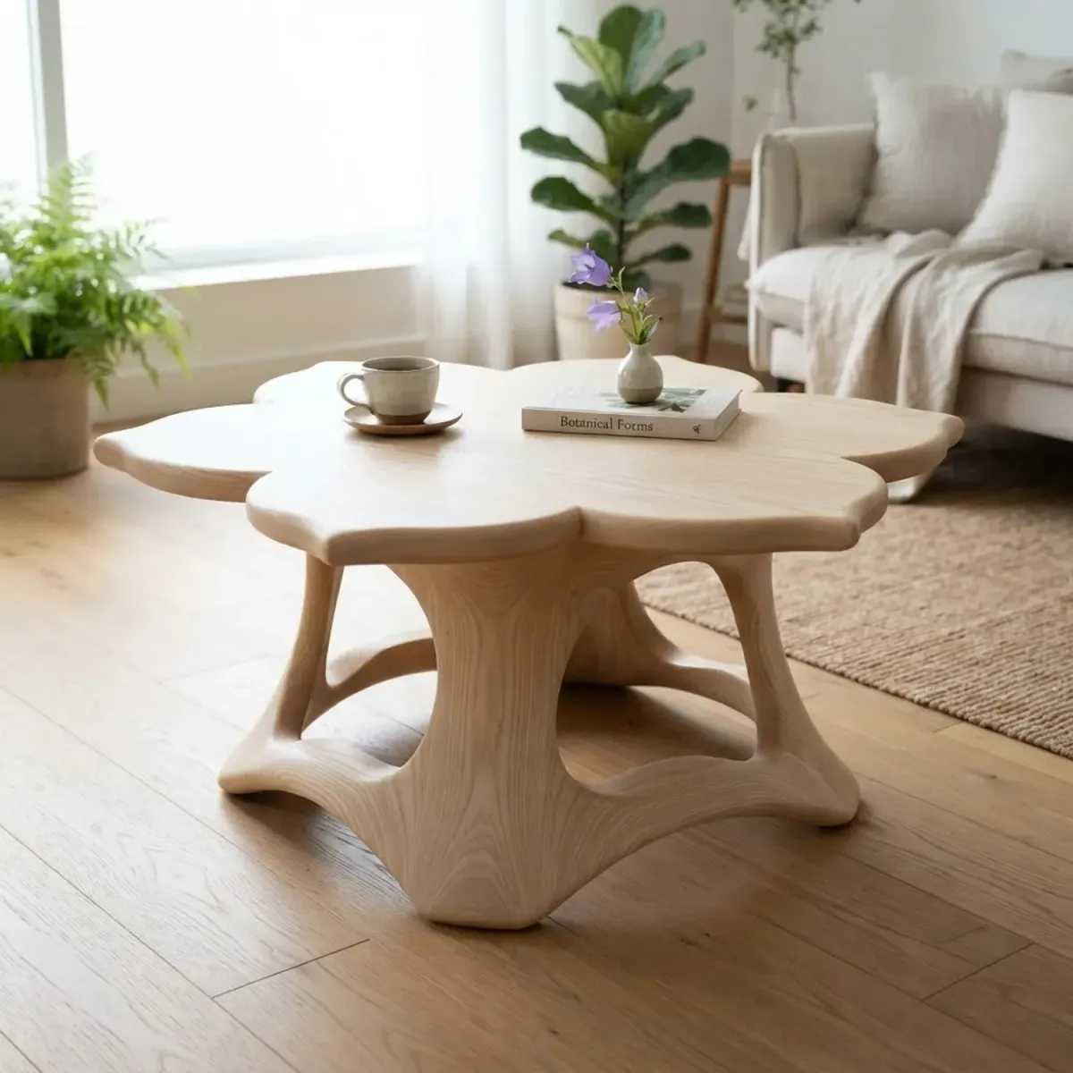 Bellflower Solid Wood Coffee Table Natural Home Style