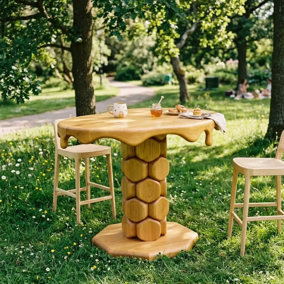 Wooden Pooh Honey Coffee Table Playful Character Shape Wood Decor